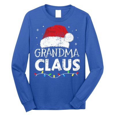 Festive Family Pajamas Grandma Claus Christmas Lights Long Sleeve Shirt