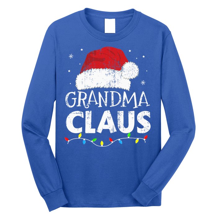 Festive Family Pajamas Grandma Claus Christmas Lights Long Sleeve Shirt