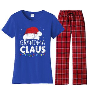 Festive Family Pajamas Grandma Claus Christmas Lights Women's Flannel Pajama Set