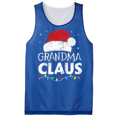 Festive Family Pajamas Grandma Claus Christmas Lights Mesh Reversible Basketball Jersey Tank