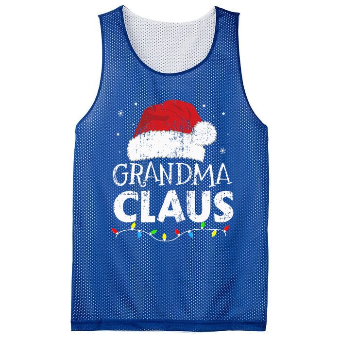 Festive Family Pajamas Grandma Claus Christmas Lights Mesh Reversible Basketball Jersey Tank