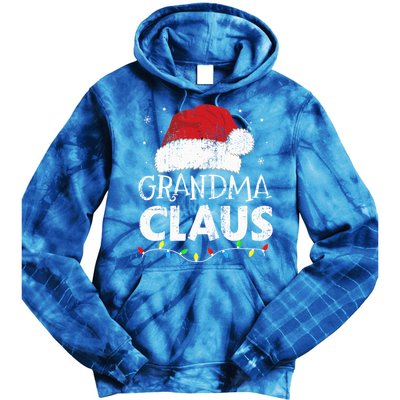 Festive Family Pajamas Grandma Claus Christmas Lights Tie Dye Hoodie