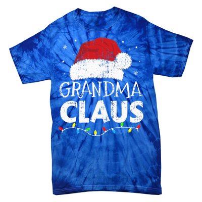 Festive Family Pajamas Grandma Claus Christmas Lights Tie-Dye T-Shirt