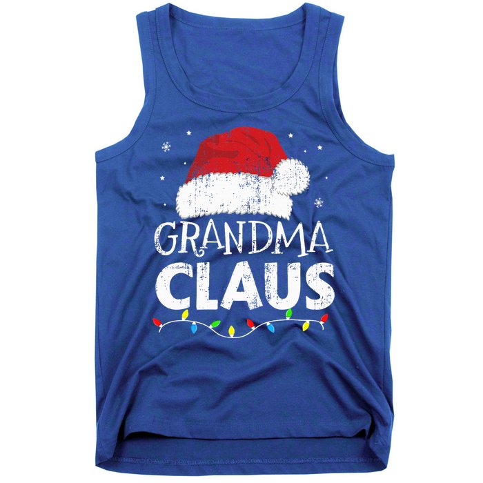 Festive Family Pajamas Grandma Claus Christmas Lights Tank Top