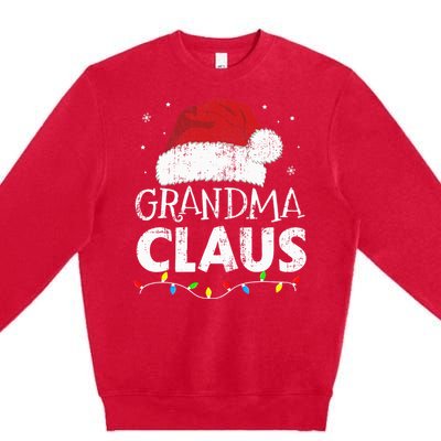 Festive Family Pajamas Grandma Claus Christmas Lights Premium Crewneck Sweatshirt