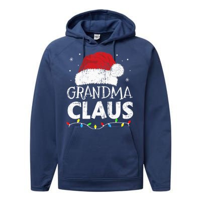 Festive Family Pajamas Grandma Claus Christmas Lights Performance Fleece Hoodie