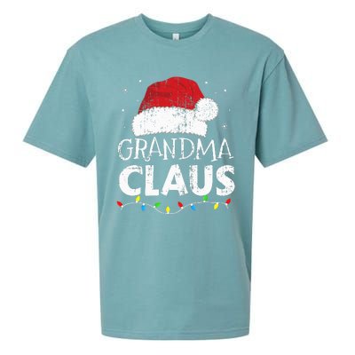 Festive Family Pajamas Grandma Claus Christmas Lights Sueded Cloud Jersey T-Shirt