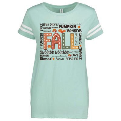 Fall Flannels Pumpkin Season Fall Vibes Autumn Thanksgiving Enza Ladies Jersey Football T-Shirt