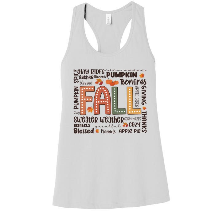 Fall Flannels Pumpkin Season Fall Vibes Autumn Thanksgiving Women's Racerback Tank