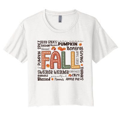 Fall Flannels Pumpkin Season Fall Vibes Autumn Thanksgiving Women's Crop Top Tee