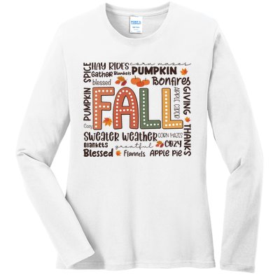 Fall Flannels Pumpkin Season Fall Vibes Autumn Thanksgiving Ladies Long Sleeve Shirt