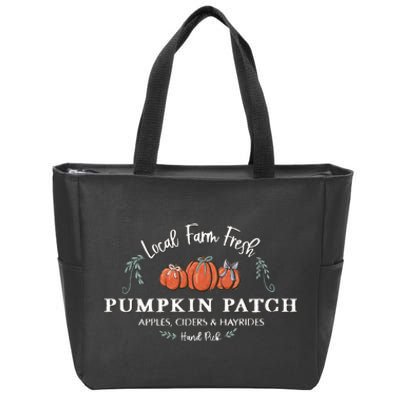 Farm Fresh Pumpkins Fun Autumn Halloween Thanksgiving Fall Zip Tote Bag