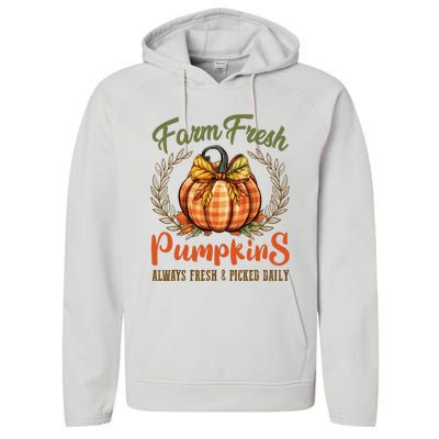 Farm Fresh Pumpkins Fun Autumn Halloween Thanksgiving Fall Performance Fleece Hoodie