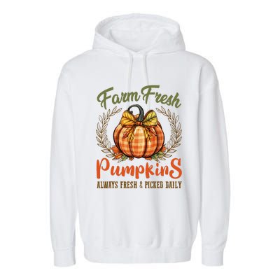 Farm Fresh Pumpkins Fun Autumn Halloween Thanksgiving Fall Garment-Dyed Fleece Hoodie