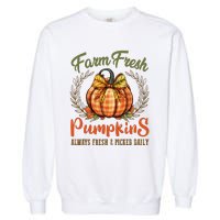 Farm Fresh Pumpkins Fun Autumn Halloween Thanksgiving Fall Garment-Dyed Sweatshirt