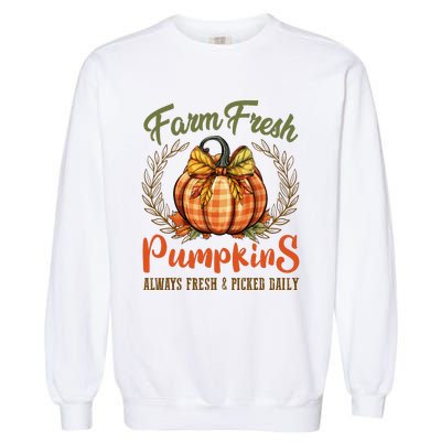 Farm Fresh Pumpkins Fun Autumn Halloween Thanksgiving Fall Garment-Dyed Sweatshirt