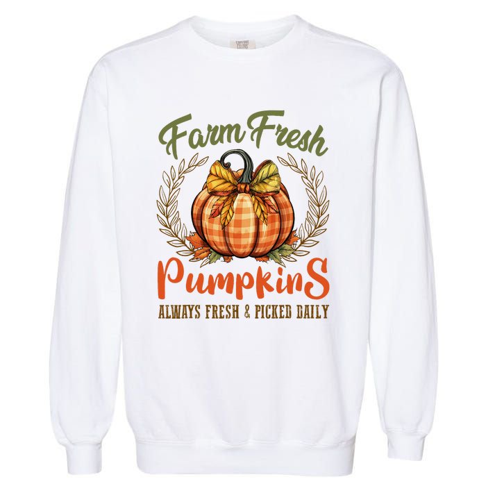 Farm Fresh Pumpkins Fun Autumn Halloween Thanksgiving Fall Garment-Dyed Sweatshirt