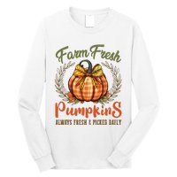 Farm Fresh Pumpkins Fun Autumn Halloween Thanksgiving Fall Long Sleeve Shirt