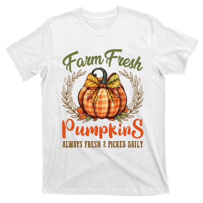 Farm Fresh Pumpkins Fun Autumn Halloween Thanksgiving Fall T-Shirt