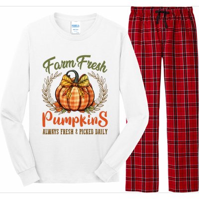 Farm Fresh Pumpkins Fun Autumn Halloween Thanksgiving Fall Long Sleeve Pajama Set