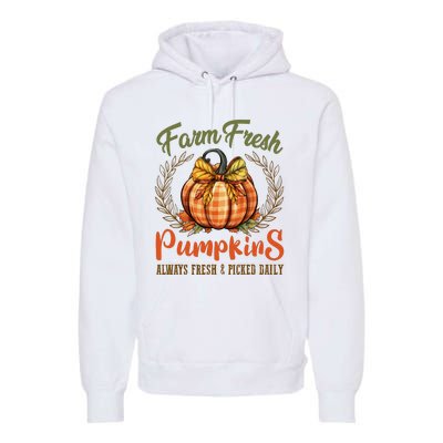 Farm Fresh Pumpkins Fun Autumn Halloween Thanksgiving Fall Premium Hoodie