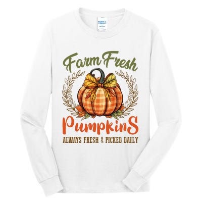 Farm Fresh Pumpkins Fun Autumn Halloween Thanksgiving Fall Tall Long Sleeve T-Shirt