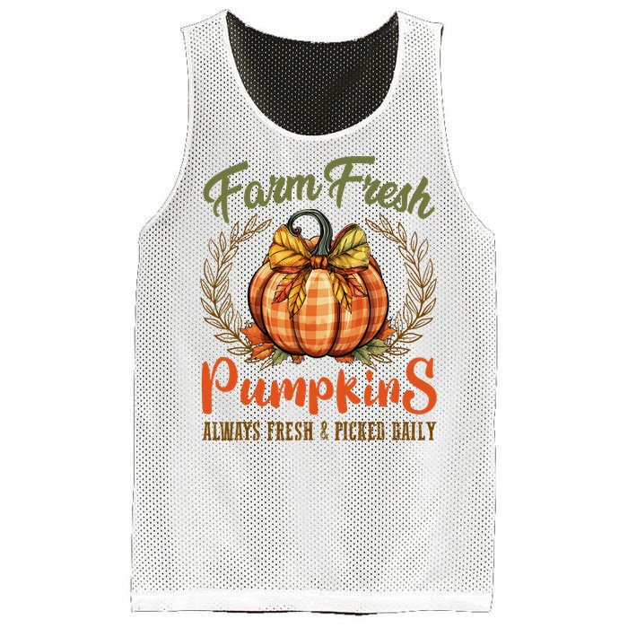 Farm Fresh Pumpkins Fun Autumn Halloween Thanksgiving Fall Mesh Reversible Basketball Jersey Tank