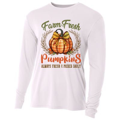 Farm Fresh Pumpkins Fun Autumn Halloween Thanksgiving Fall Cooling Performance Long Sleeve Crew