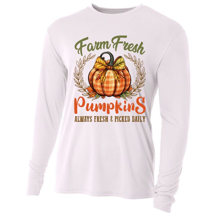 Farm Fresh Pumpkins Fun Autumn Halloween Thanksgiving Fall Cooling Performance Long Sleeve Crew