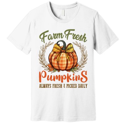 Farm Fresh Pumpkins Fun Autumn Halloween Thanksgiving Fall Premium T-Shirt