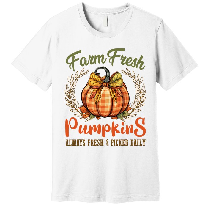 Farm Fresh Pumpkins Fun Autumn Halloween Thanksgiving Fall Premium T-Shirt