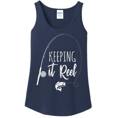 Funny Fishing Pole Keeping It Reel Joke Gift Ladies Essential Tank