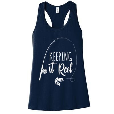 Funny Fishing Pole Keeping It Reel Joke Gift Womens Tank Top