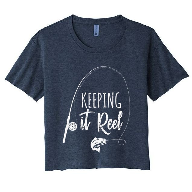 Funny Fishing Pole Keeping It Reel Joke Gift Crop Top