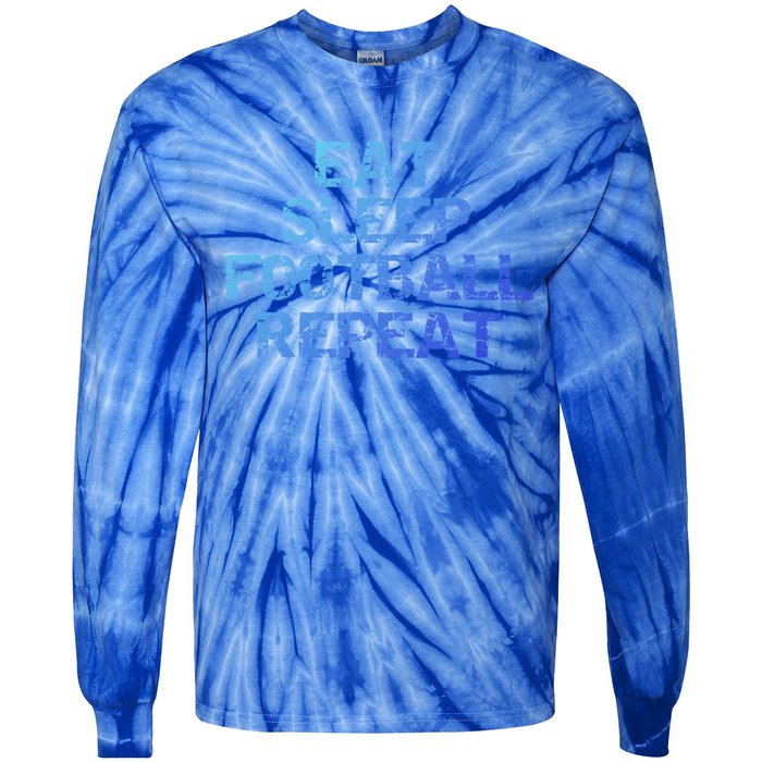 Funny Football Player Gift Eat Sleep Football Repeat Gift Tie-Dye Long Sleeve Shirt