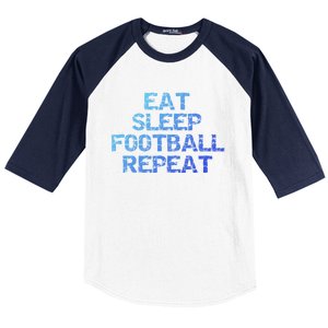 Funny Football Player Gift Eat Sleep Football Repeat Gift Baseball Sleeve Shirt