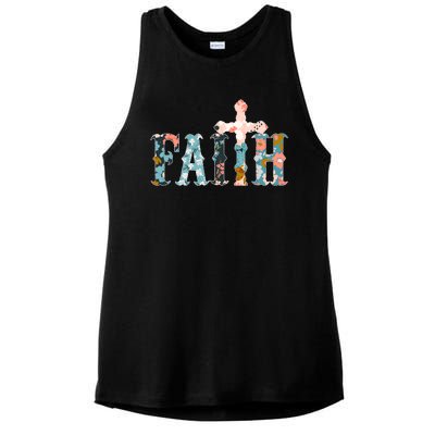 Floral Flower Print Faith Ladies PosiCharge Tri-Blend Wicking Tank