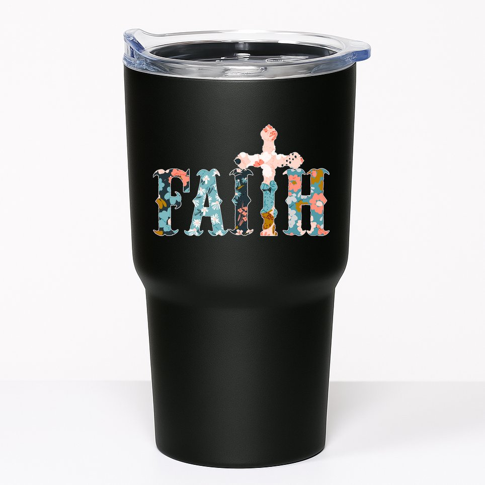 Floral Flower Print Faith Tumbler