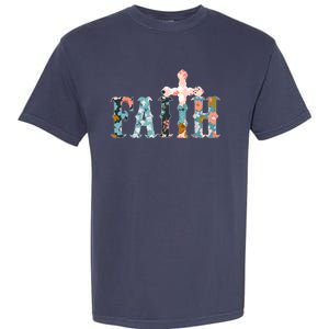 Floral Flower Print Faith Garment-Dyed Heavyweight T-Shirt