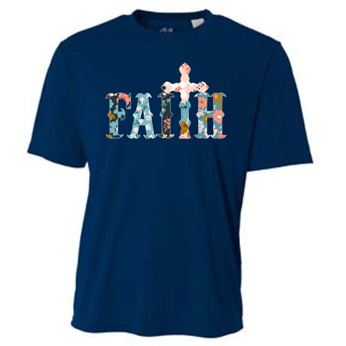 Floral Flower Print Faith Cooling Performance Crew T-Shirt