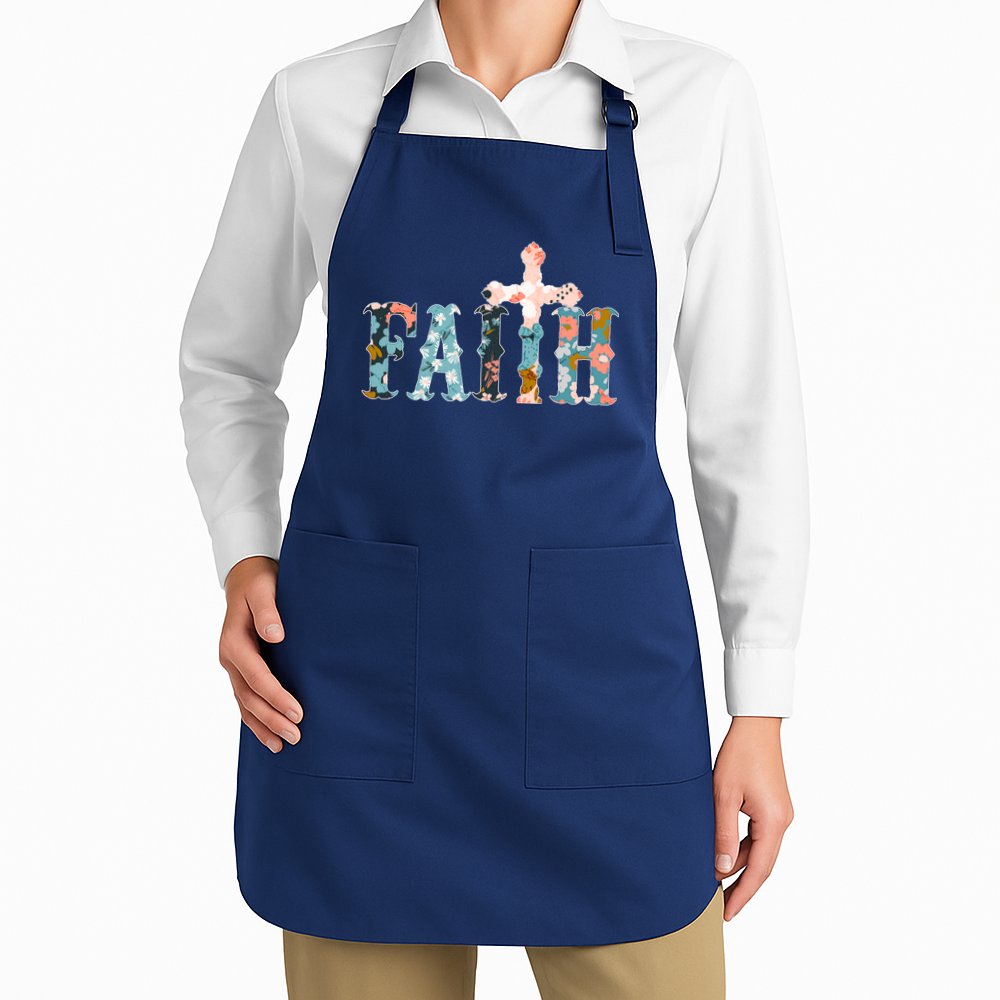 Floral Flower Print Faith Apron