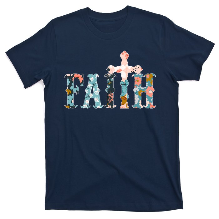 Floral Flower Print Faith T-Shirt