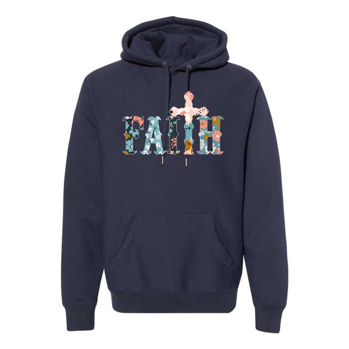 Floral Flower Print Faith Premium Hoodie