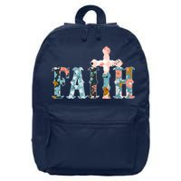 Floral Flower Print Faith 16 in Basic Backpack
