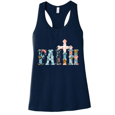 Floral Flower Print Faith Womens Tank Top