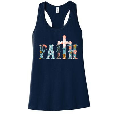 Floral Flower Print Faith Women's Racerback Tank