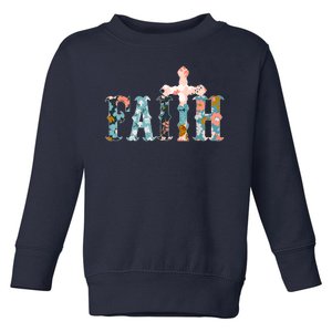 Floral Flower Print Faith Toddler Sweatshirt