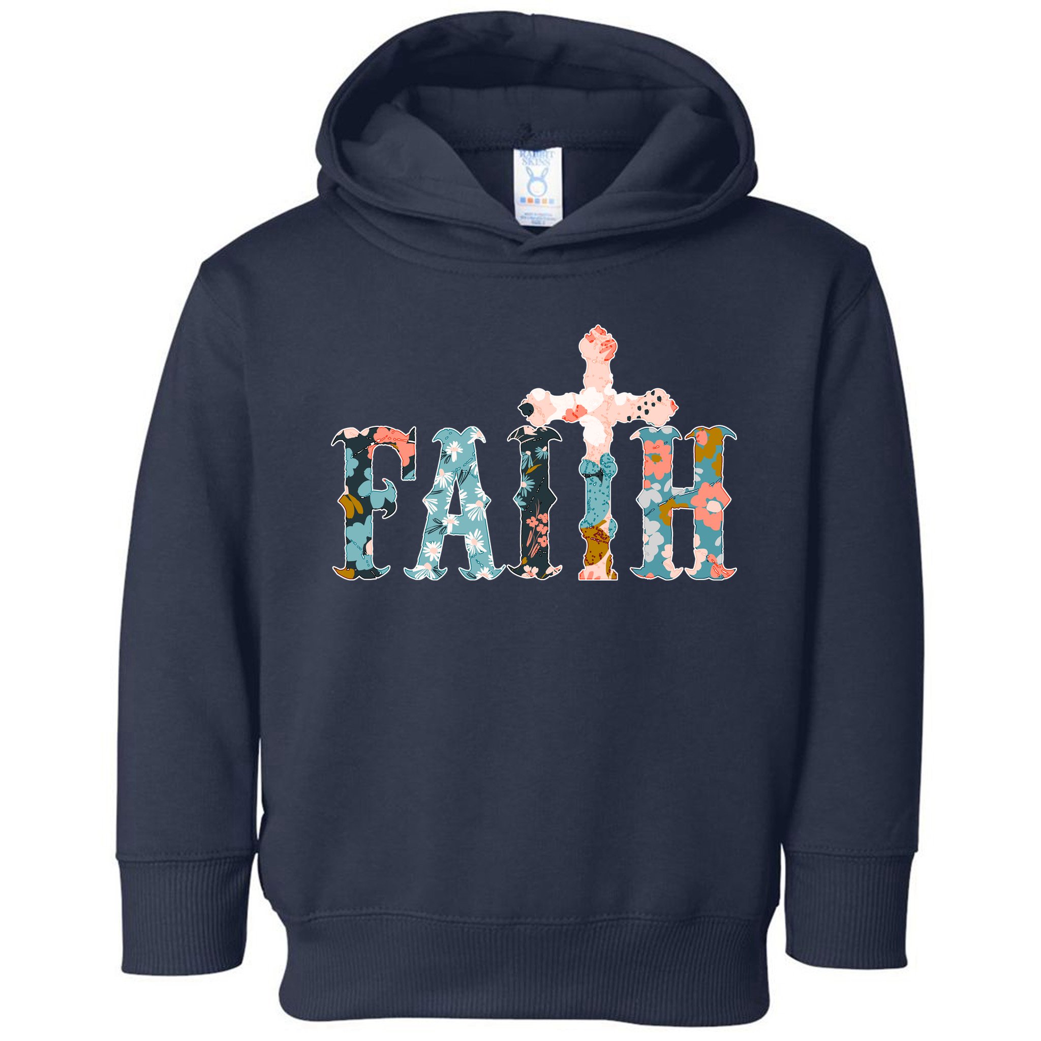 Floral Flower Print Faith Toddler Hoodie