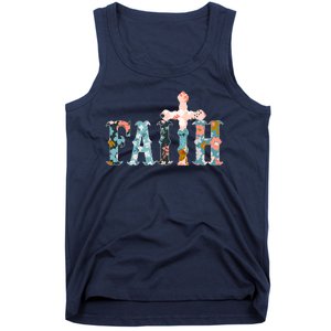 Floral Flower Print Faith Tank Top