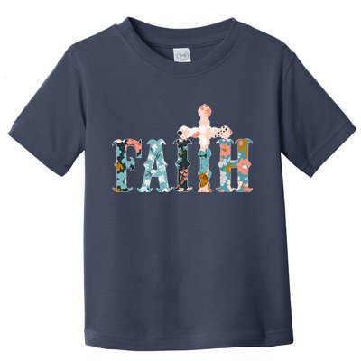 Floral Flower Print Faith Toddler T-Shirt